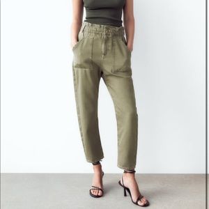 ZARA GREEN BAGGY PAPERBAG (size 29/8)